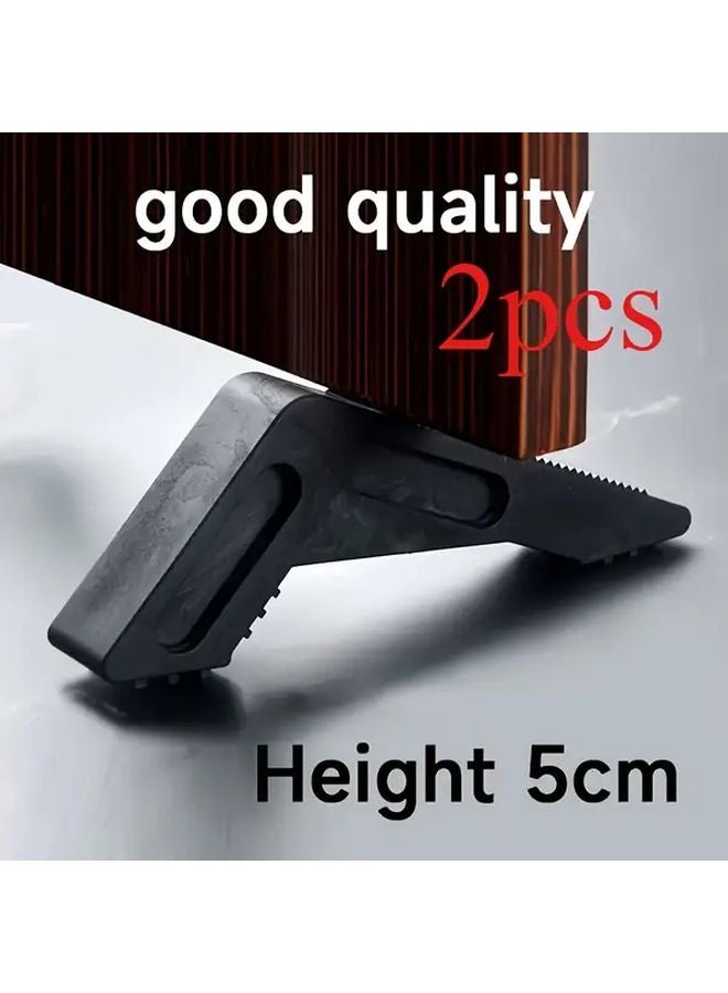 2pcs Black Door Stopper Wedge Windproof Removable No Drill Installation Anti Collision Protection - Image 1